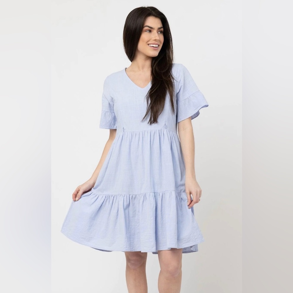 Nursing Queen Nursing Dress w/ Pockets, Bell Sleeve, Periwinkle, Size S